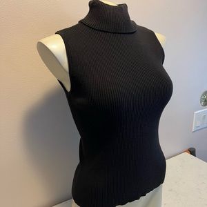 Bay Studio Black Ribbed Sleeveless Turtle Neck Petite Medium Mint Condition